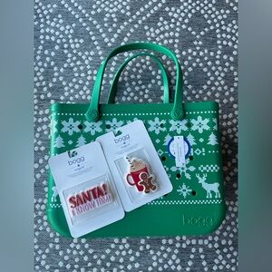Bogg Bag Original Large Christmas Holiday Print Santa I Know Him The Elf Lot NEW
